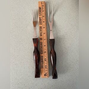 2 Cutco carving/turning forks classic brown / orange,  great foodie gift